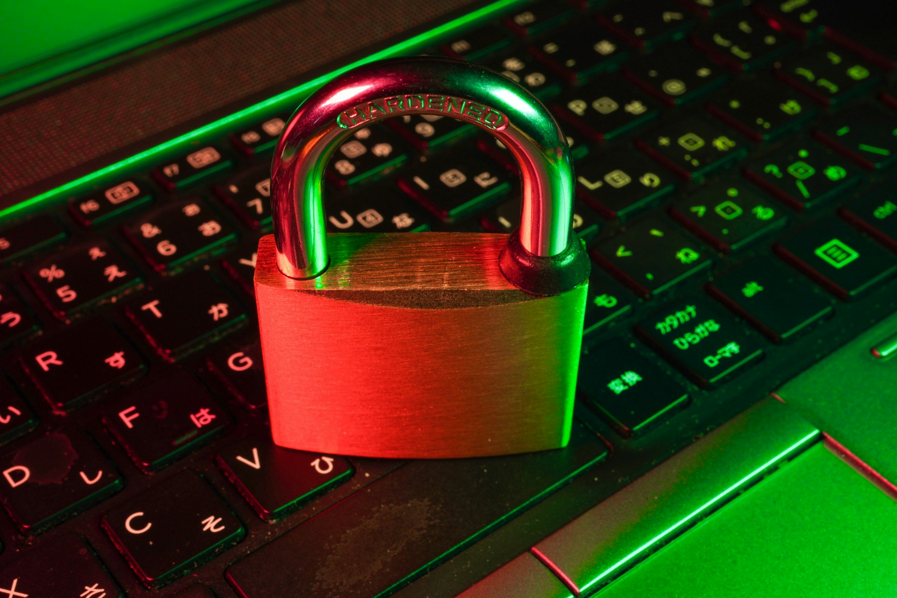 Padlock on a keyboard representing online security