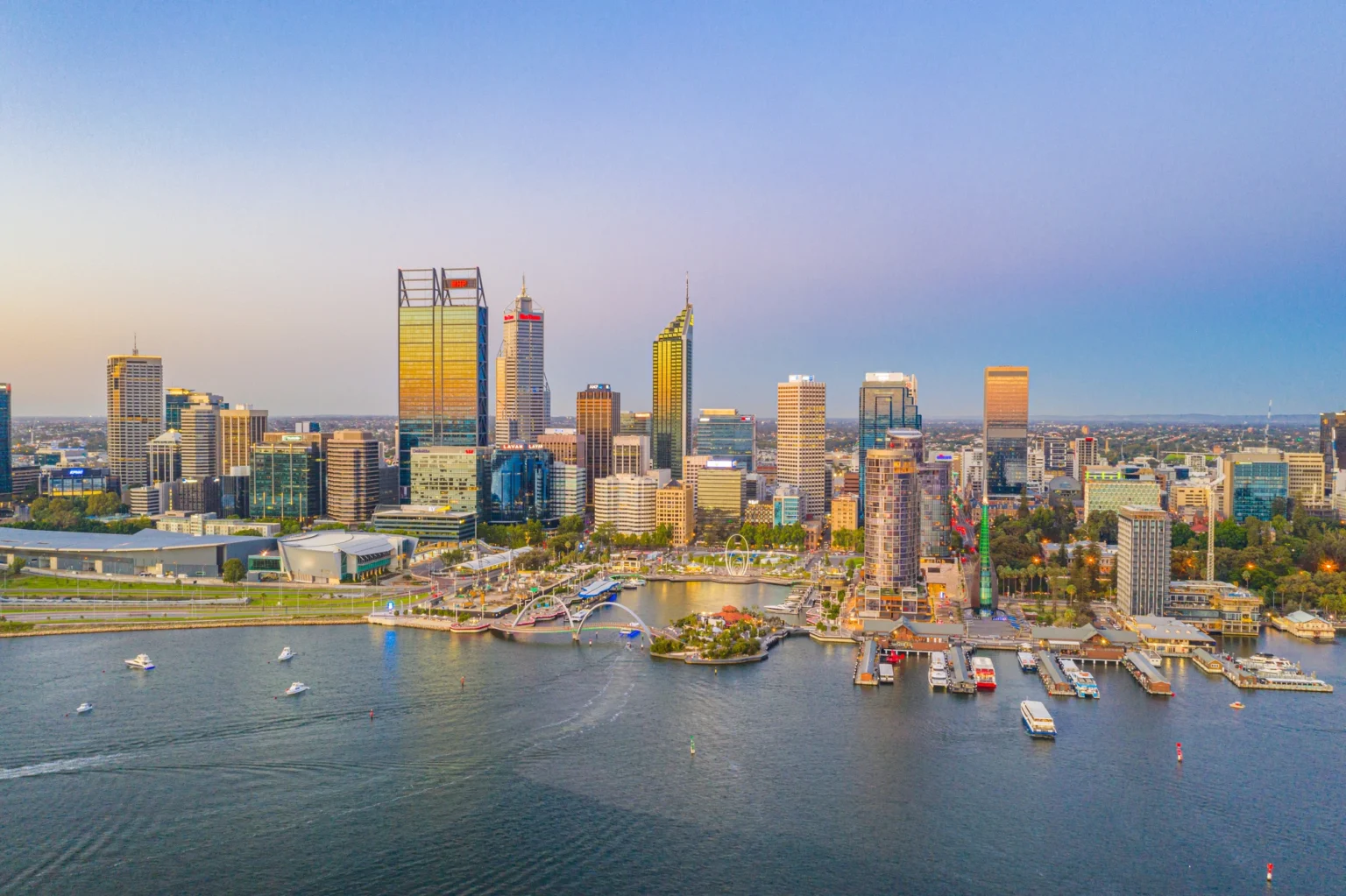 Aerial view of Perth city and the Swan River